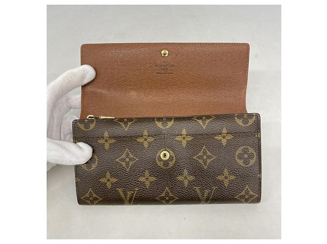 Louis Vuitton Monogram Pochette Portemonnaie Credit Long Wallet Marrone - vista 9