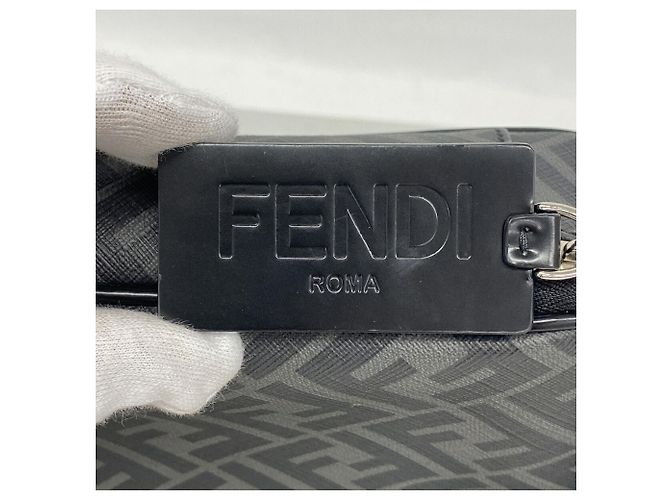Pouch Fendi nera e grigia Marrone Nero - vista 6