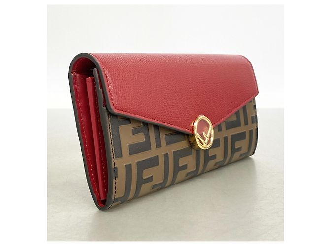 Fendi Leather Long Wallet Brown Red - view 2