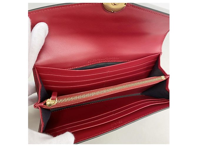 Fendi Leather Long Wallet Brown Red - view 3