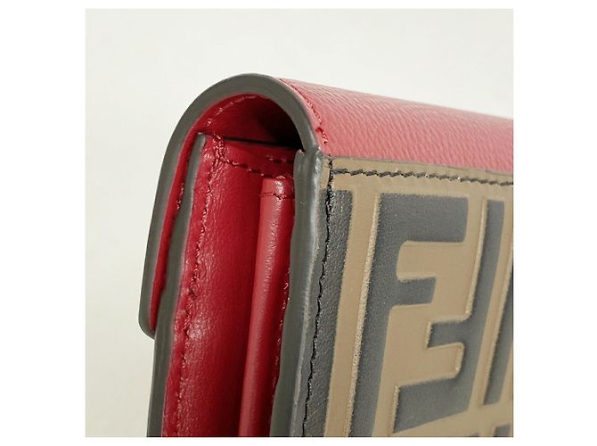 Fendi Leather Long Wallet Brown Red - view 5
