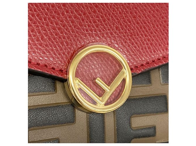 Fendi Leather Long Wallet Brown Red - view 7