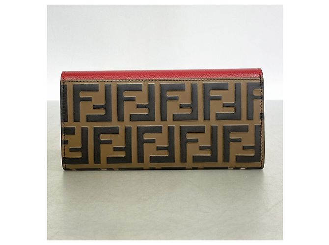 Fendi Leather Long Wallet Brown Red - view 8