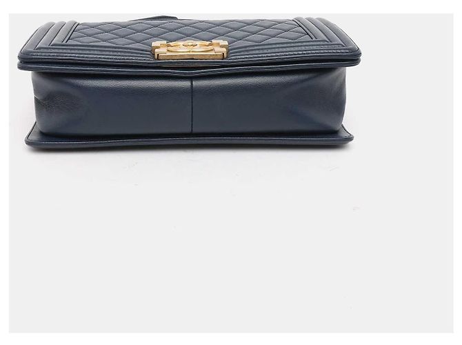 Chanel Boy Medium Blu Navy Pelle d'Agnello Blu scuro - vista 5