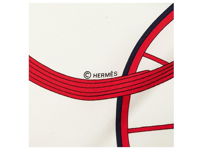 Hermès White Springs Seidentuch 90 Weiß Roh - Ansicht 6
