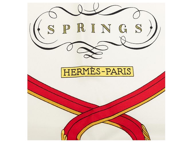 Hermès White Springs Seidentuch 90 Weiß Roh - Ansicht 7