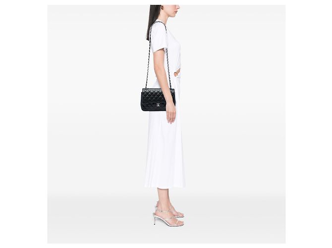 Chanel Black Jumbo Classic Lambskin Double Flap Nero - vista 5