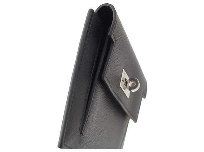 Cartera compacta Hermès Black Veau Madame Kelly Pocket Negro - vista 9