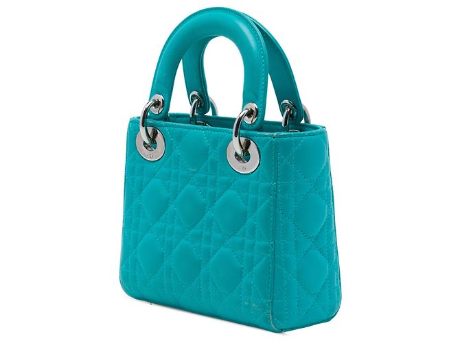 Dior Blue Mini Lambskin Cannage Lady Dior - vista 2