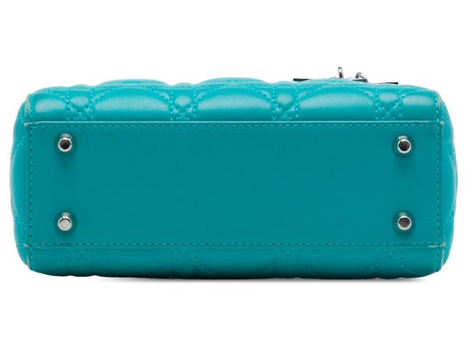 Dior Blue Mini Lambskin Cannage Lady Dior - vista 3