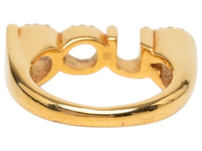 Gucci Gold Plated Strass Logo Letter Ring S Ring Golden - Ansicht 3