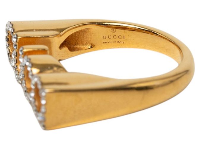 Gucci Gold Plated Strass Logo Letter Ring S Ring Golden - Ansicht 5