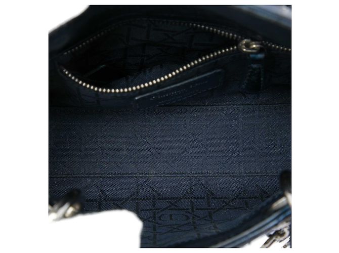 Dior Blue Mini Metallic Calfskin Cannage Lady Dior Blu navy - vista 4