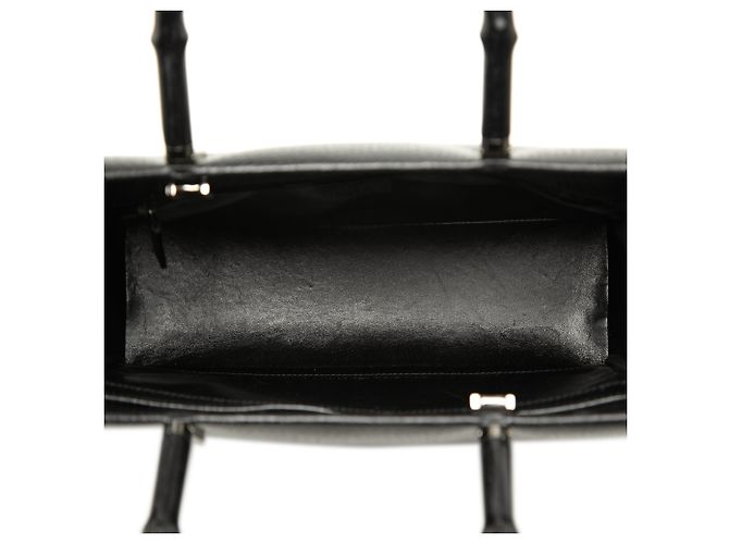 Bamboo Borsa Gucci in pelle di vitello grana nera con bambù Nero - vista 4
