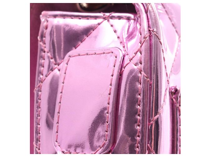 Chanel Pink Mini Quilted Metallic Mirror Calfskin Hollywood Boulevard Flap Rosa - vista 11