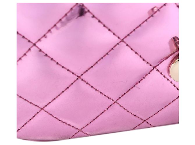 Chanel Pink Mini Quilted Metallic Mirror Calfskin Hollywood Boulevard Flap Rosa - vista 13