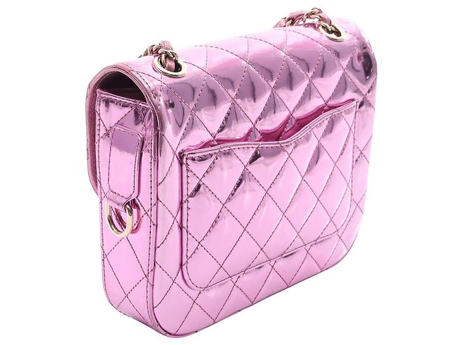 Chanel Pink Mini Quilted Metallic Mirror Calfskin Hollywood Boulevard Flap Rosa - vista 2