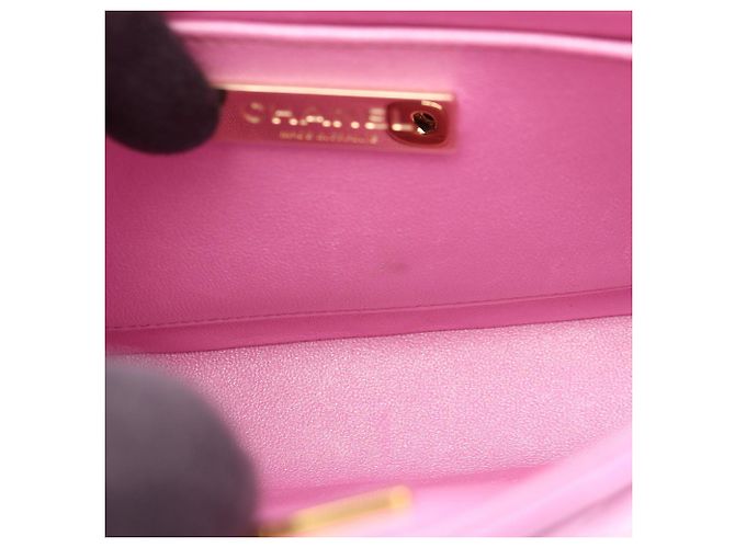 Chanel Pink Mini Quilted Metallic Mirror Calfskin Hollywood Boulevard Flap Rosa - vista 7