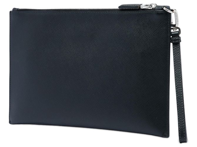 Clutch Prada in pelle Saffiano nera con logo Nero - vista 2