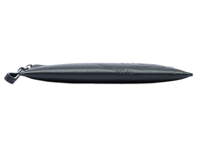 Clutch Prada in pelle Saffiano nera con logo Nero - vista 3