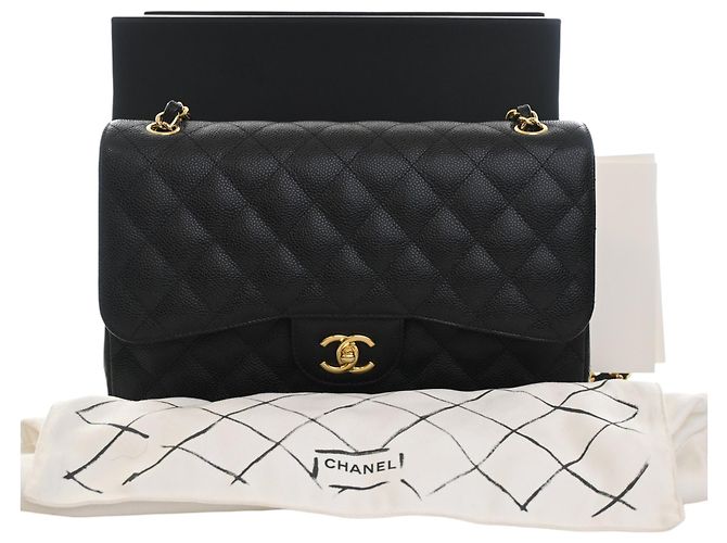 Chanel Black Jumbo Classic Caviar Double Flap Nero - view 14