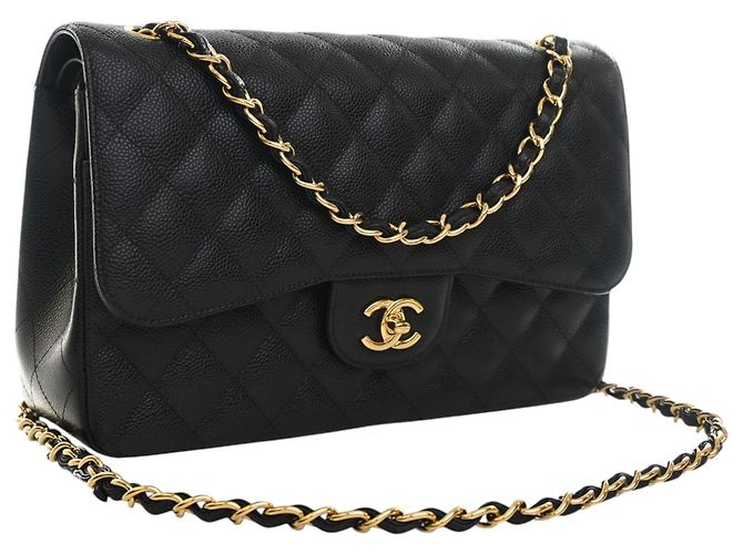 Chanel Black Jumbo Classic Caviar Double Flap Nero - view 2