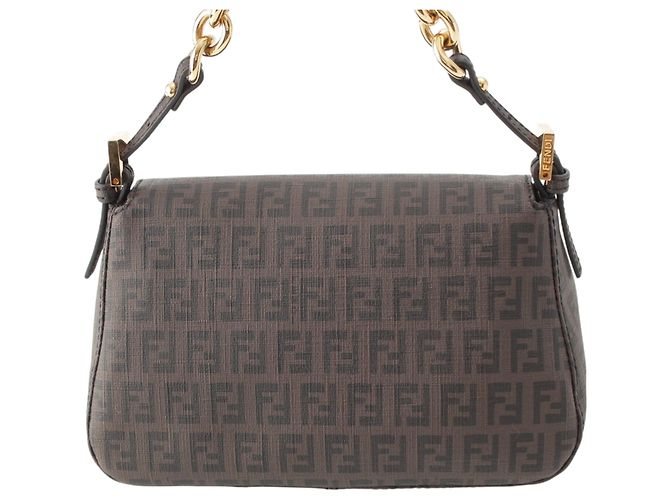 Fendi Brown Mini Zucchino Spalmati Chain Mamma Forever Marrone Marrone scuro - vista 3
