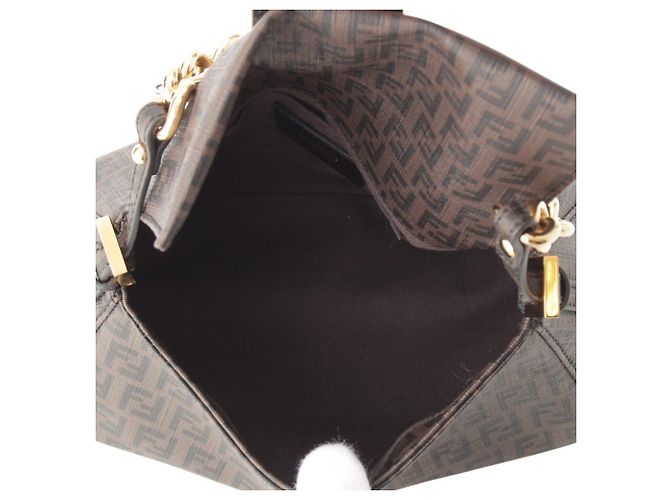 Fendi Brown Mini Zucchino Spalmati Chain Mamma Forever Marrone Marrone scuro - vista 5