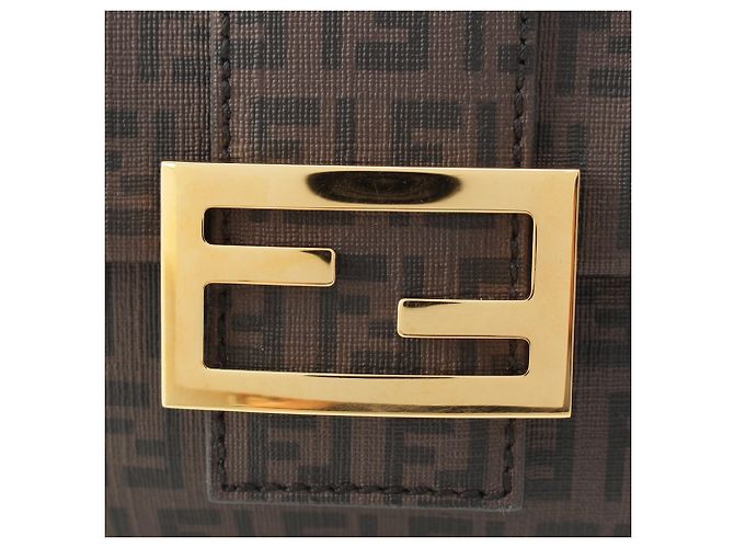 Fendi Brown Mini Zucchino Spalmati Chain Mamma Forever Marrone Marrone scuro - vista 7
