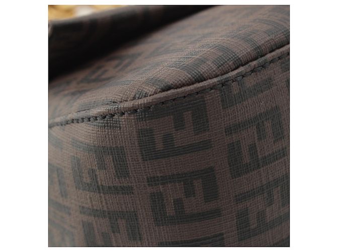 Fendi Brown Mini Zucchino Spalmati Chain Mamma Forever Marrone Marrone scuro - vista 8