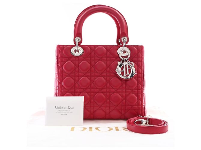 Dior Red Medium Lambskin Cannage Lady Dior Rosso - vista 15