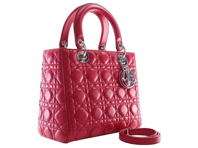 Dior Red Medium Lambskin Cannage Lady Dior Rosso - vista 2