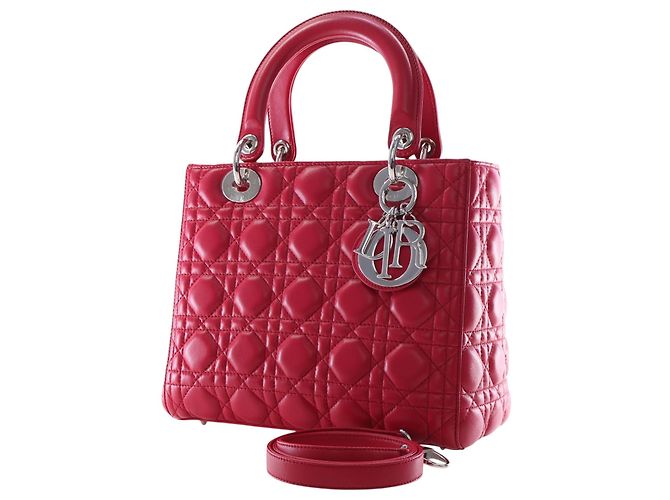 Dior Red Medium Lambskin Cannage Lady Dior Rosso - vista 3