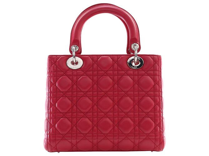 Dior Red Medium Lambskin Cannage Lady Dior Rosso - vista 4