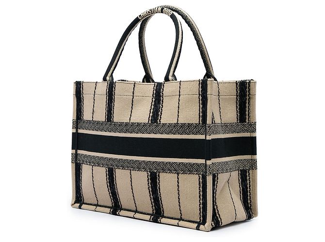 Dior Book Tote Medium aus bestickter Canvas Bayadere Beige - Ansicht 2