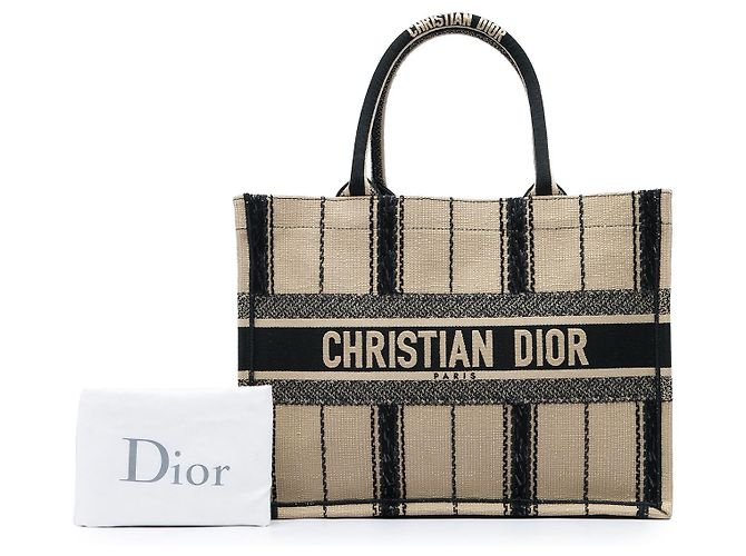 Dior Book Tote Medium aus bestickter Canvas Bayadere Beige - Ansicht 6