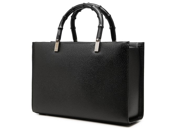 Tote Gucci Cinghiale Bamboo in pelle nera Nero - vista 2