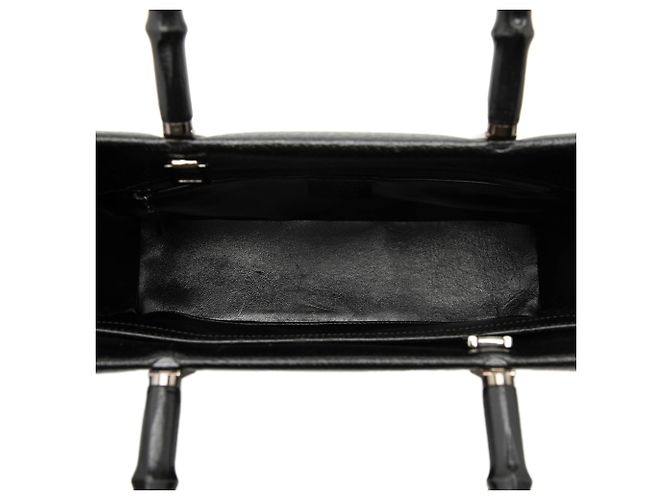 Tote Gucci Cinghiale Bamboo in pelle nera Nero - vista 4