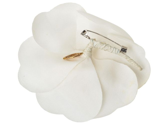 Spilla Camelia in tela bianca Chanel Bianco - vista 2