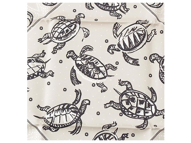Hermès Seidentuch Les Tortues Brown 55 Braun Beige - Ansicht 8