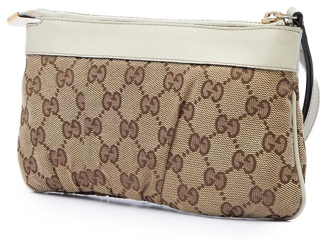Pouch da polso Gucci Abbey D Ring in canvas GG beige - vista 2