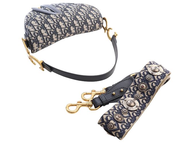 Borsa Saddle Dior in tela Oblique blu - vista 14