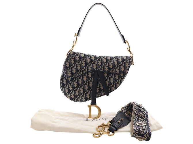 Borsa Saddle Dior in tela Oblique blu - vista 15