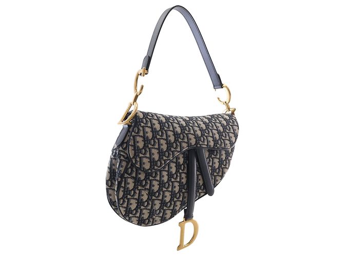 Borsa Saddle Dior in tela Oblique blu - vista 2