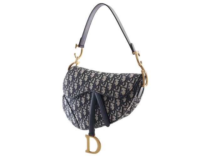 Borsa Saddle Dior in tela Oblique blu - vista 3