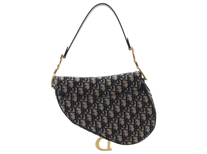 Borsa Saddle Dior in tela Oblique blu - vista 4