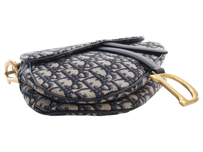Borsa Saddle Dior in tela Oblique blu - vista 7