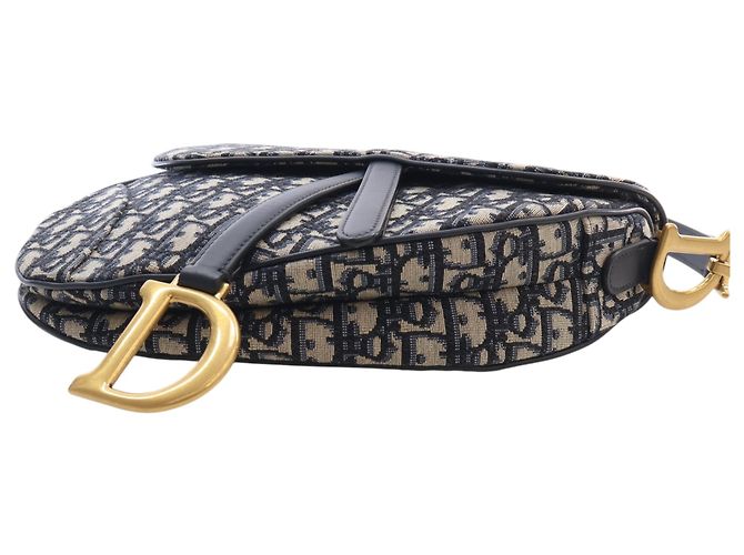 Borsa Saddle Dior in tela Oblique blu - vista 8