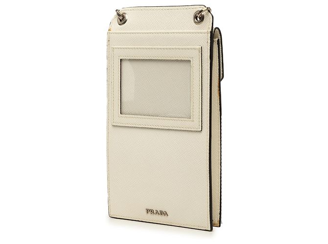 Portacellulare Prada in Saffiano bianco con patch Bianco sporco - vista 2