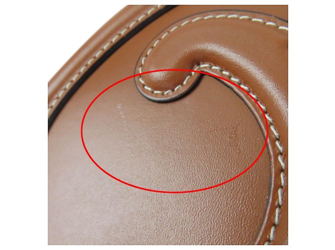 Céline Celine Borsa a Tracolla Oval Cuir Triomphe in Pelle di Vitello Marrone - vista 8